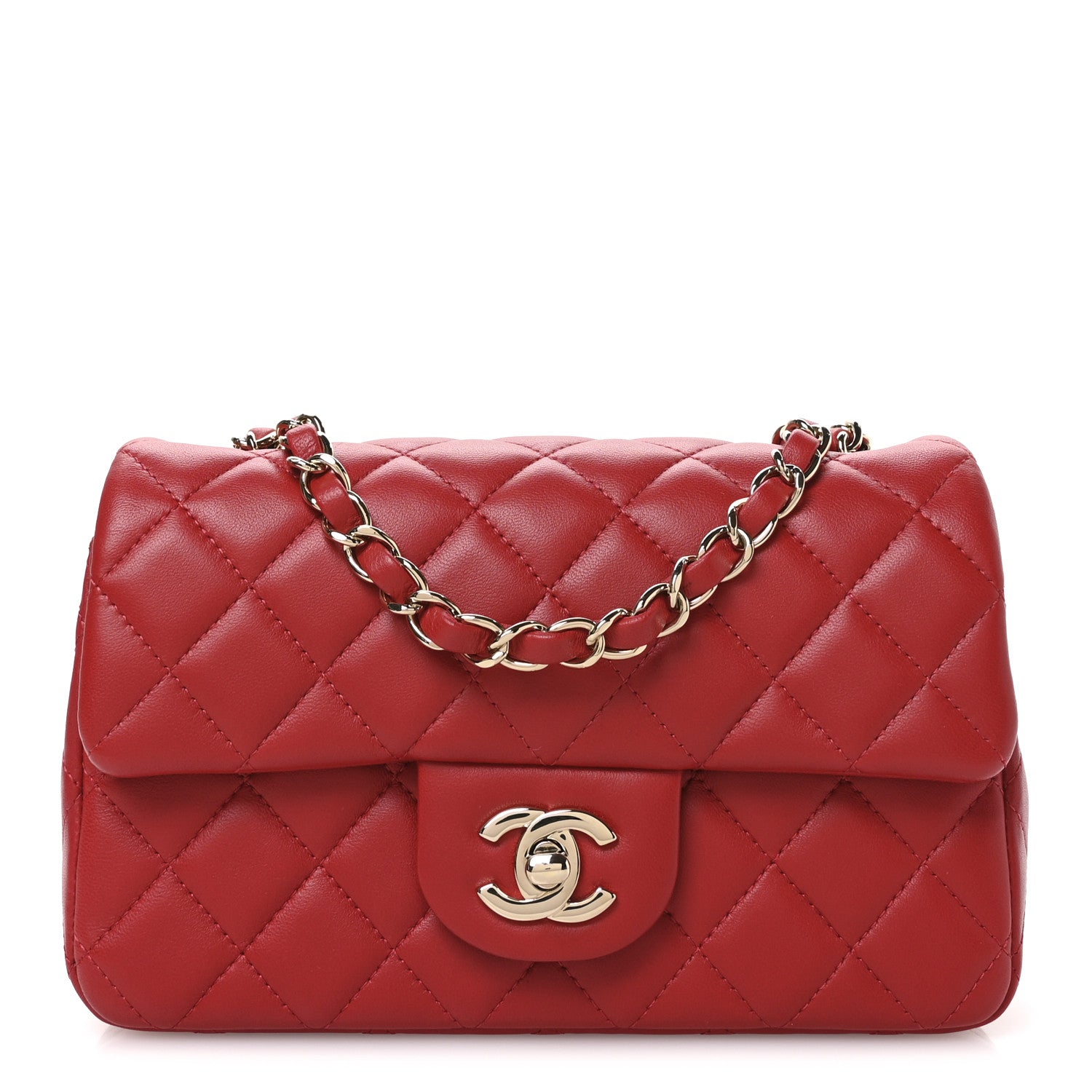 Chanel Lambskin Quilted Mini Rectangular Flap Red 1 of 11