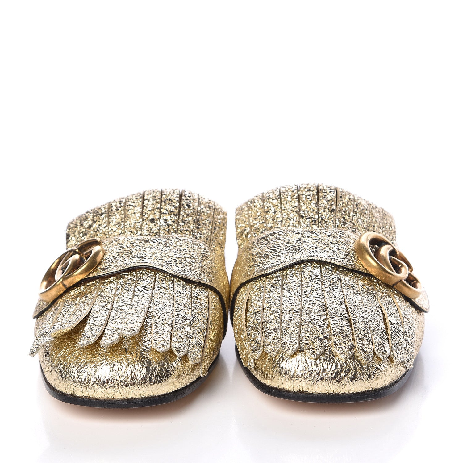 Gucci Galassia Womens GG Marmont Fringe Slippers 39.5 Platino 2 of 10