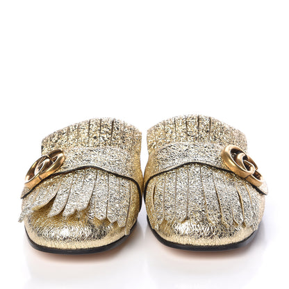 Gucci Galassia Womens GG Marmont Fringe Slippers 39.5 Platino 2 of 10