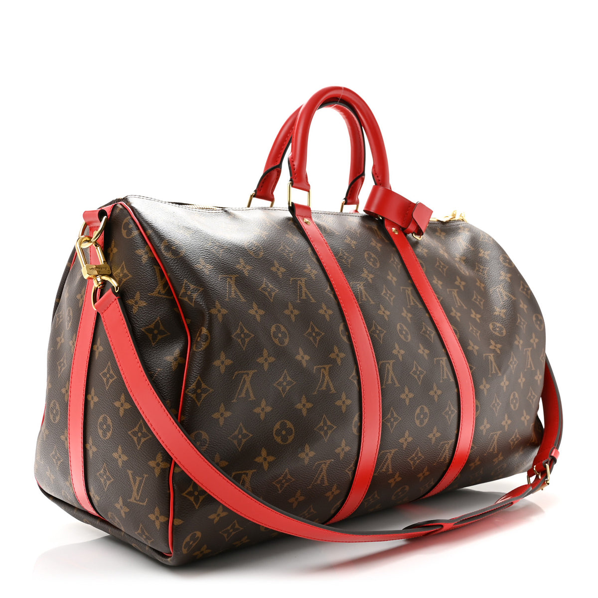 Louis Vuitton Calfskin Monogram Keepall Bandouliere 50 Coquelicot 2 of 13