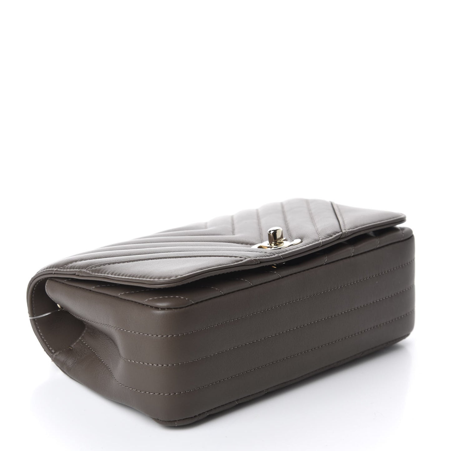Calfskin Chevron Quilted Small Statement Flap Khaki