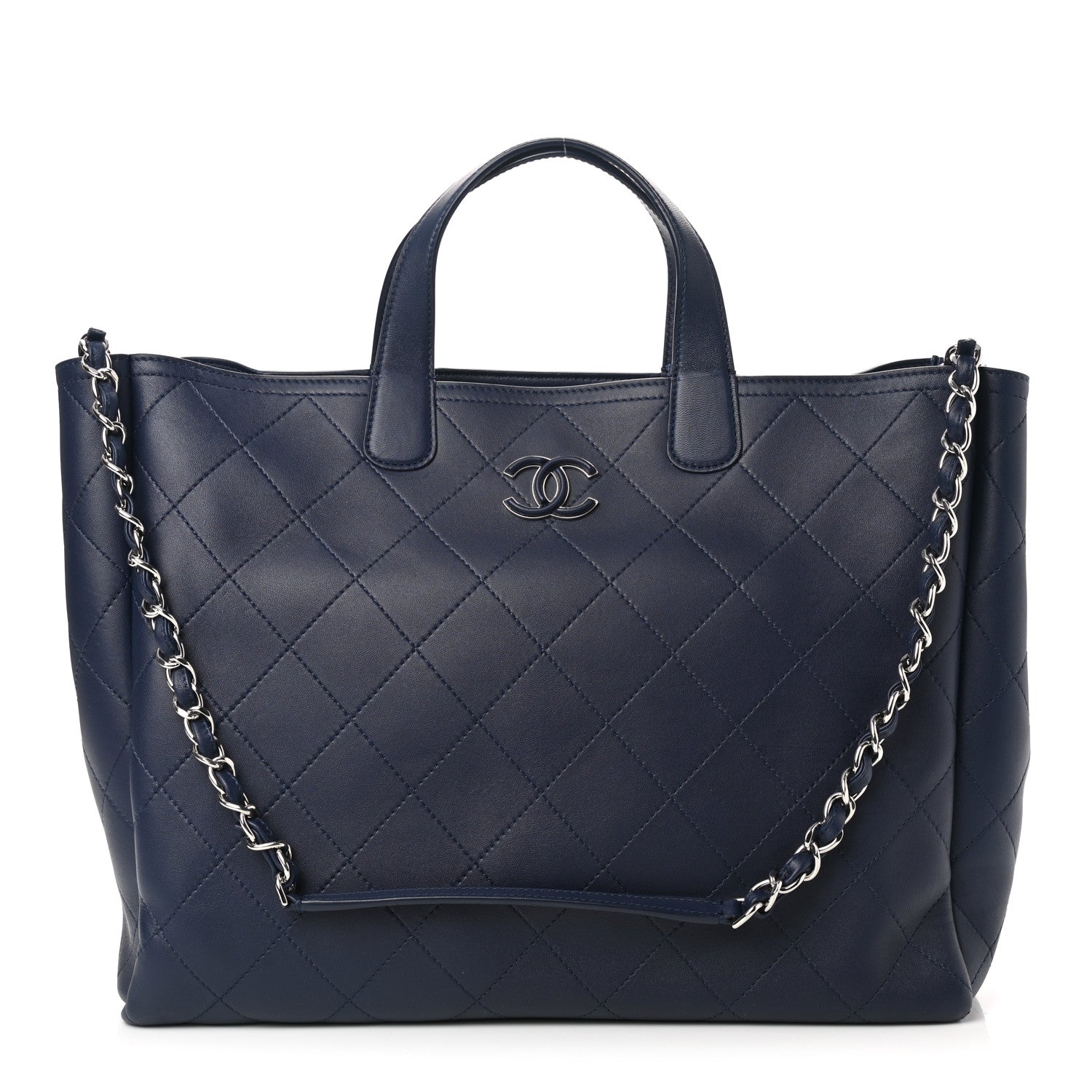Chanel Calfskin Stitched Large Shopping Tote Dark Navy 1 of 11