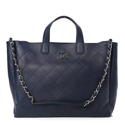 Chanel Calfskin Stitched Large Shopping Tote Dark Navy 1 of 11