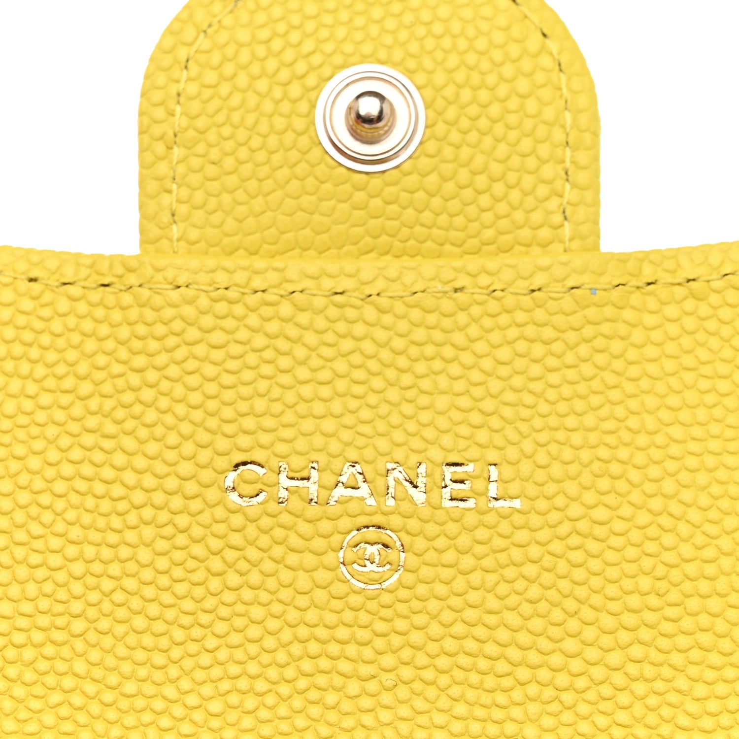 Chanel Caviar Quilted Flap Card Holder Wallet Yellow 6 of 9