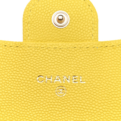 Chanel Caviar Quilted Flap Card Holder Wallet Yellow 6 of 9