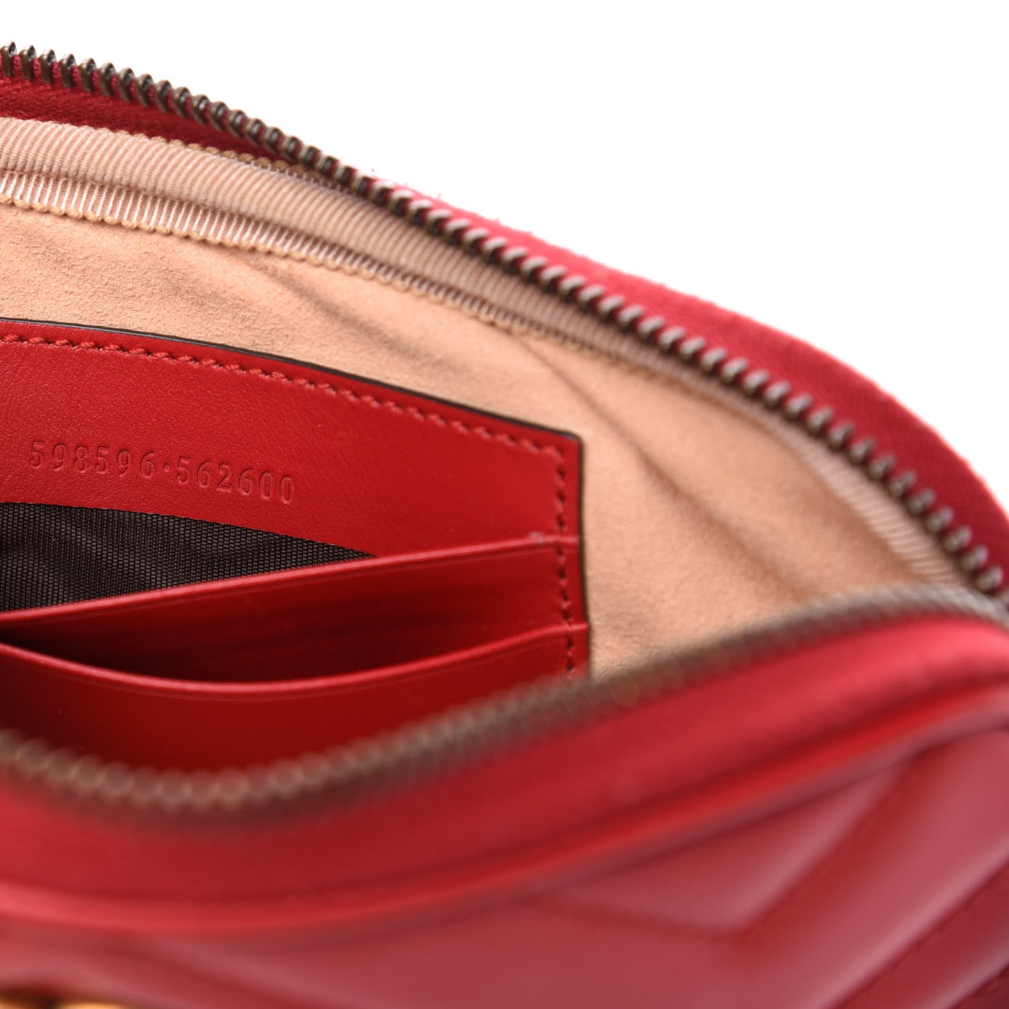 Calfskin Matelasse Mini GG Marmont Chain Crossbody Bag Hibiscus Red