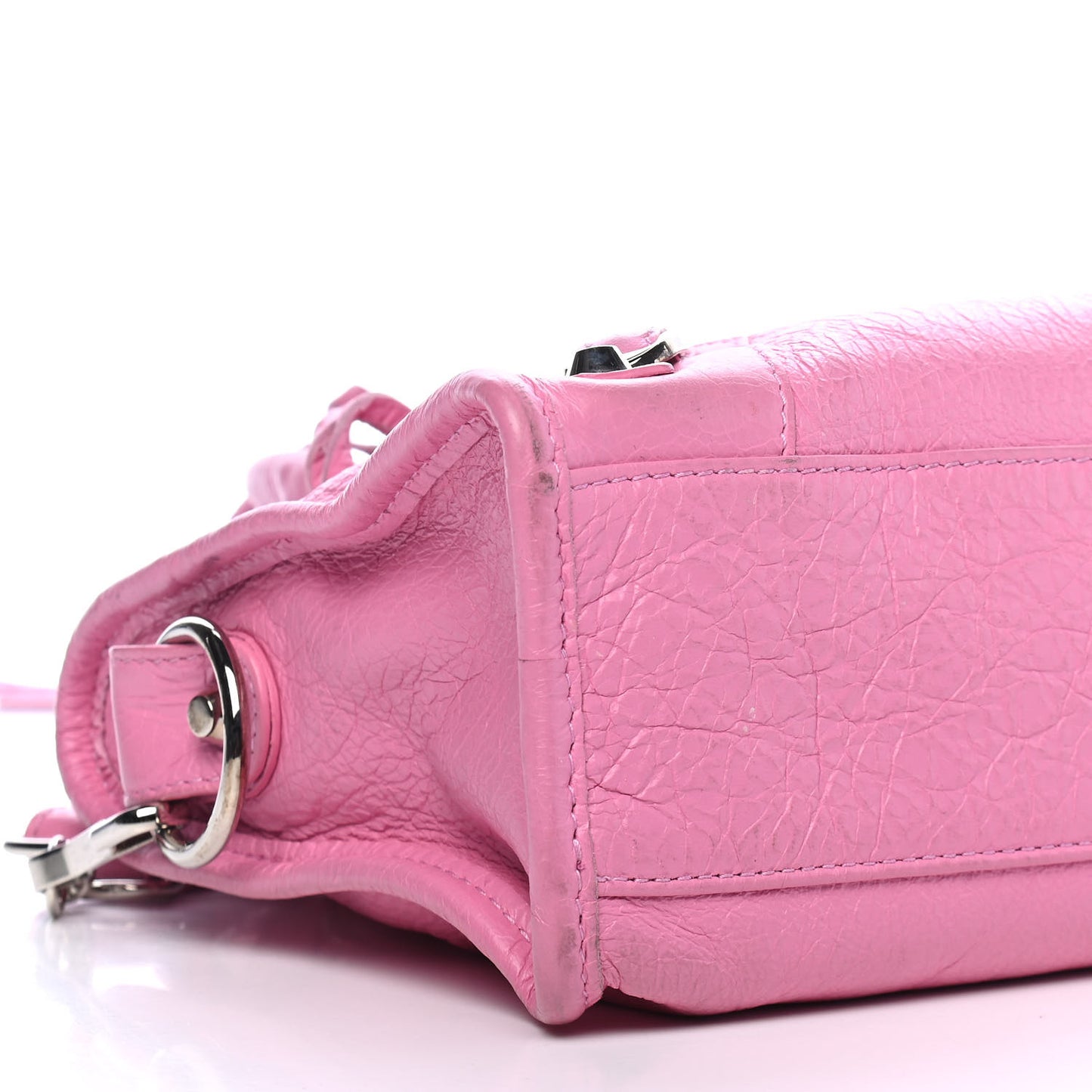 Agneau Arena Classic Silver Hardware Mini City Logo Strap Baby Pink Black