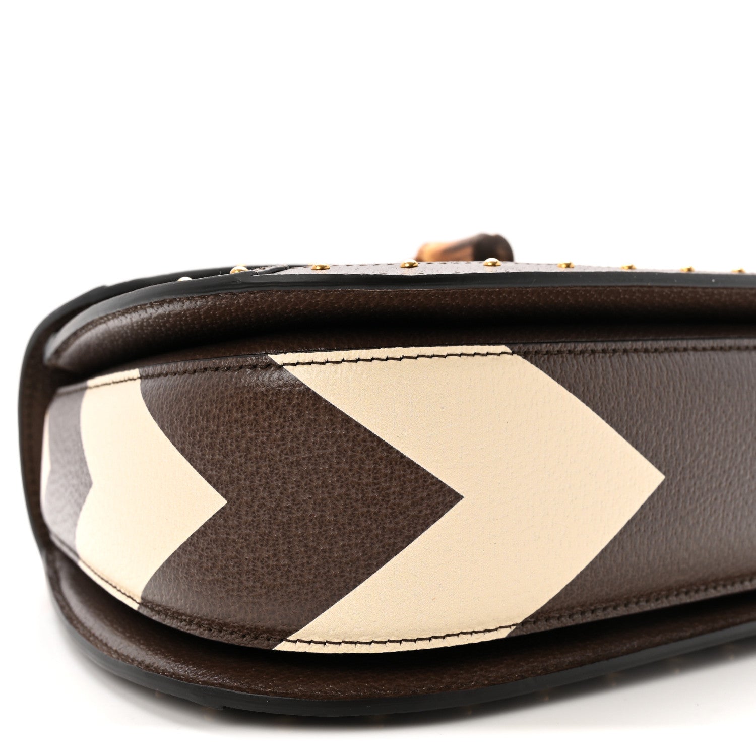Gucci GG Supreme Monogram Studded Calfskin Centum Medium Bamboo 1947 Top Handle Bag Beige Ebony Multicolor 9 of 10