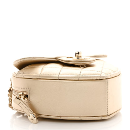 Chanel Metallic Lambskin Quilted CC In Love Heart Clutch With Chain Gold 4 of 11