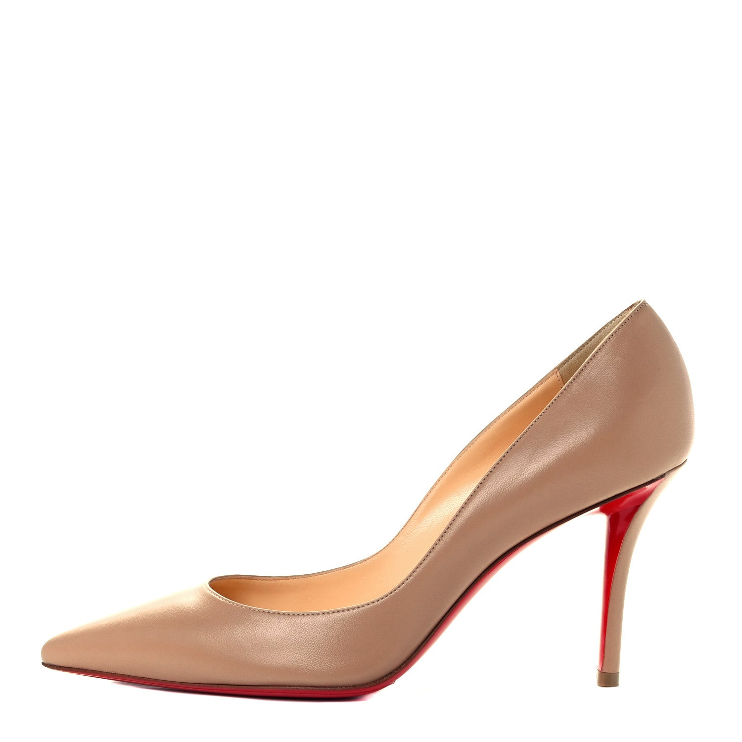 Christian Louboutin Shiny Nappa Apostrophy 85 Pumps 38.5 Nude 1 of 10