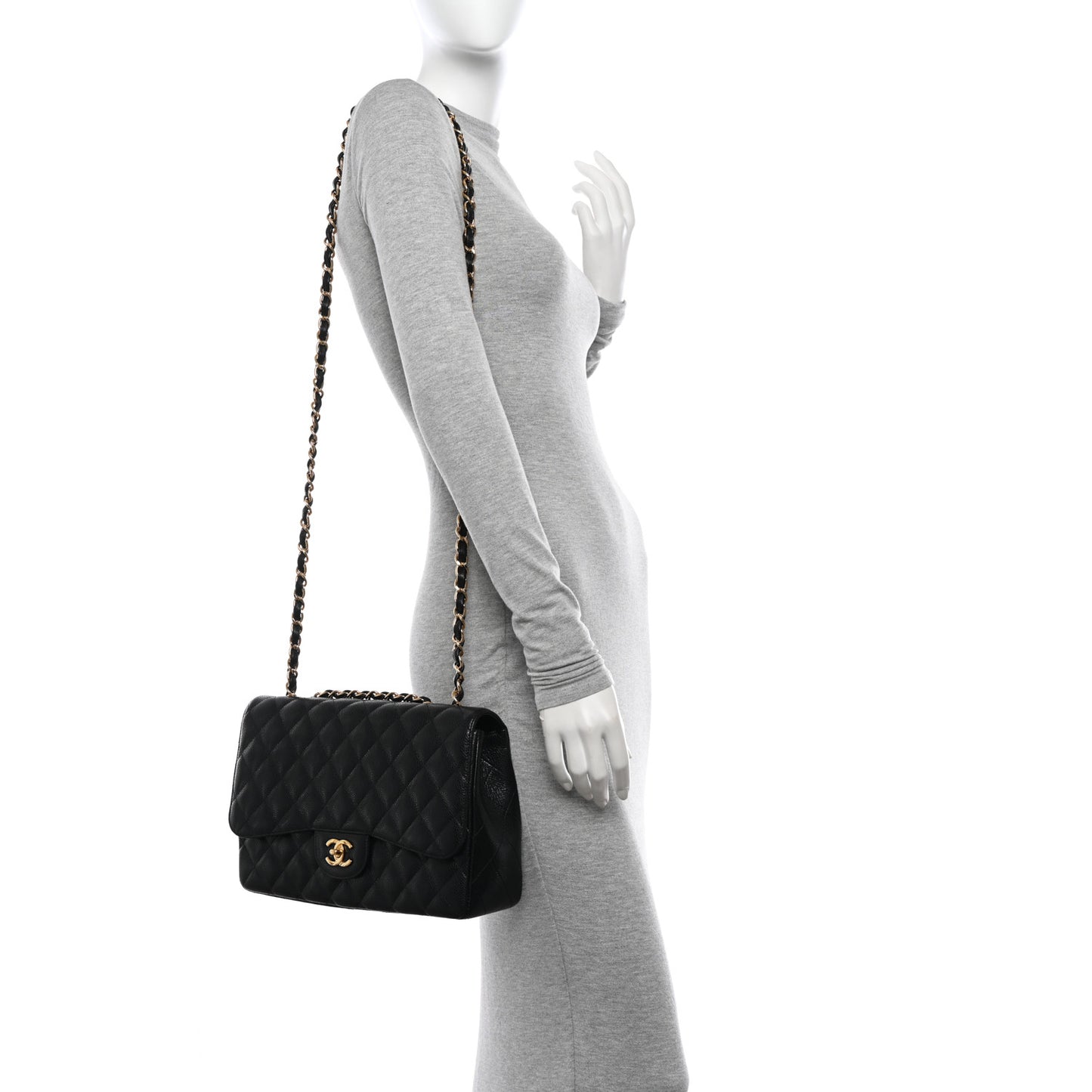 Caviar Quilted Jumbo Single Flap Black