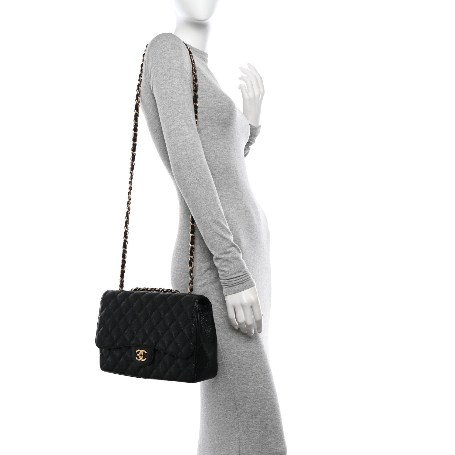 Chanel Caviar Quilted Jumbo Single Flap Black 2 of 11