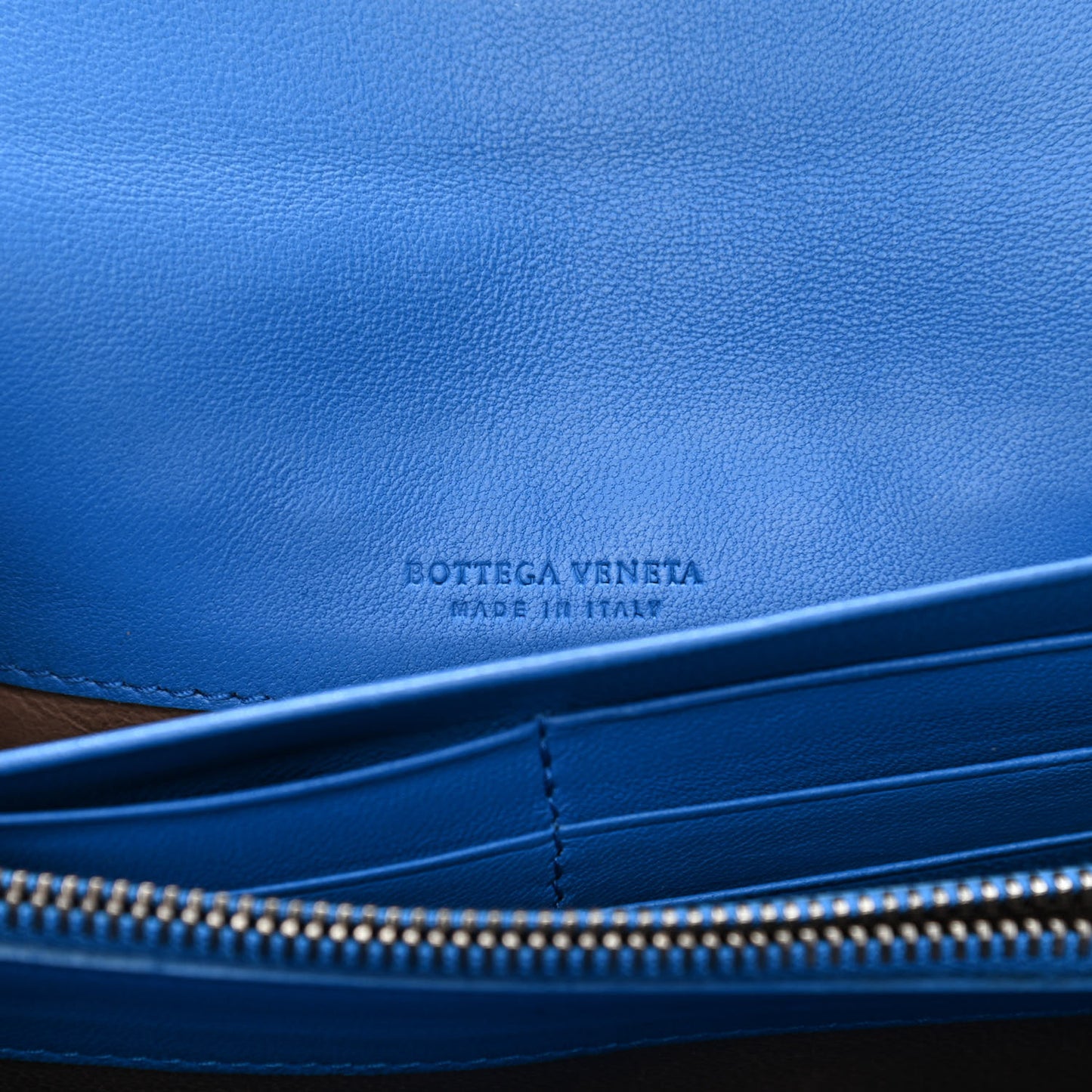 Nappa Intrecciato Continental Flap Wallet Blue