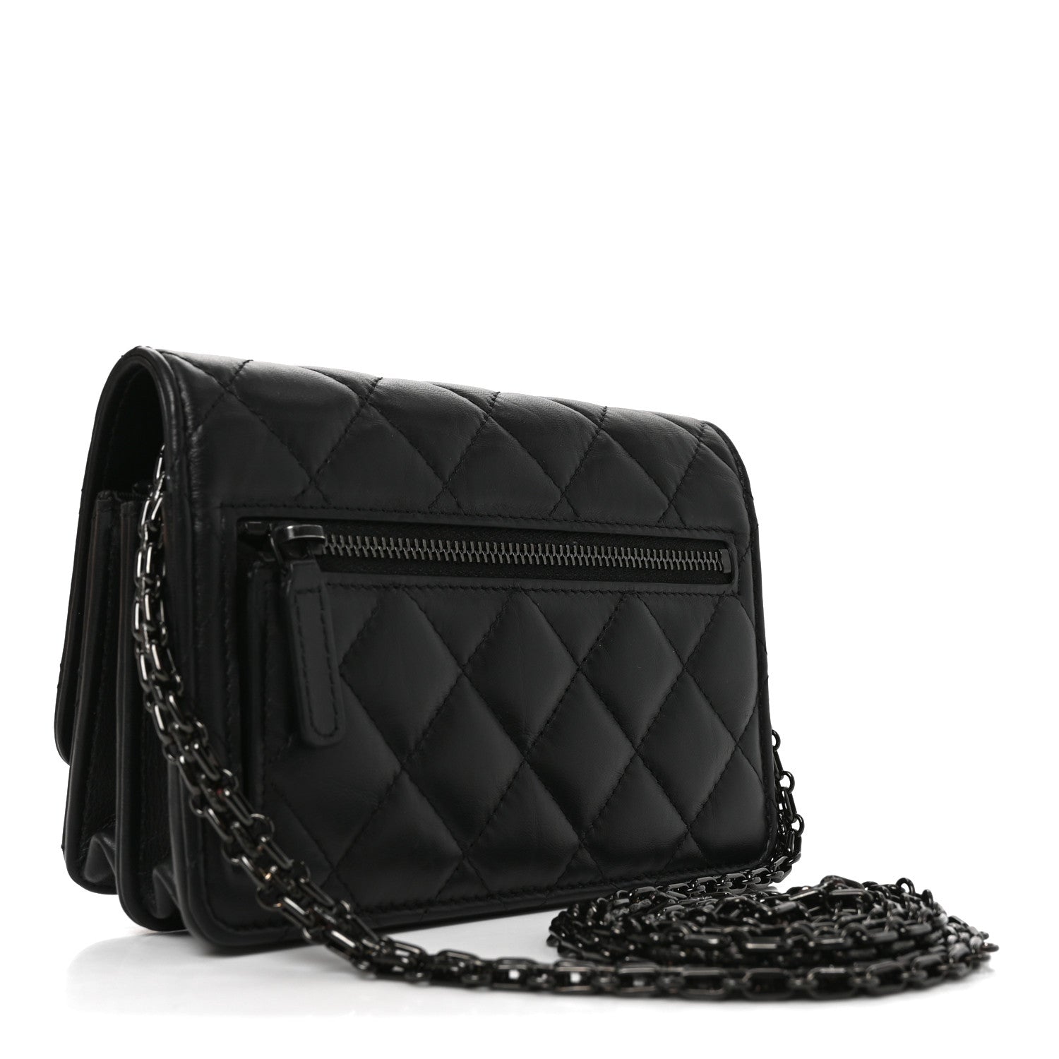 Chanel Aged Calfskin Quilted Mini Reissue Wallet On Chain WOC So Black 3 of 12