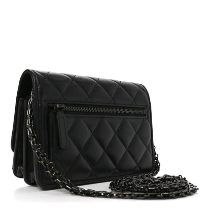 Chanel Aged Calfskin Quilted Mini Reissue Wallet On Chain WOC So Black 3 of 12
