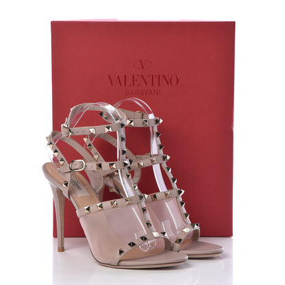 Valentino Garavani Calfskin Mesh Rockstud Gladiator 105mm Sandals 39 Poudre 11 of 11