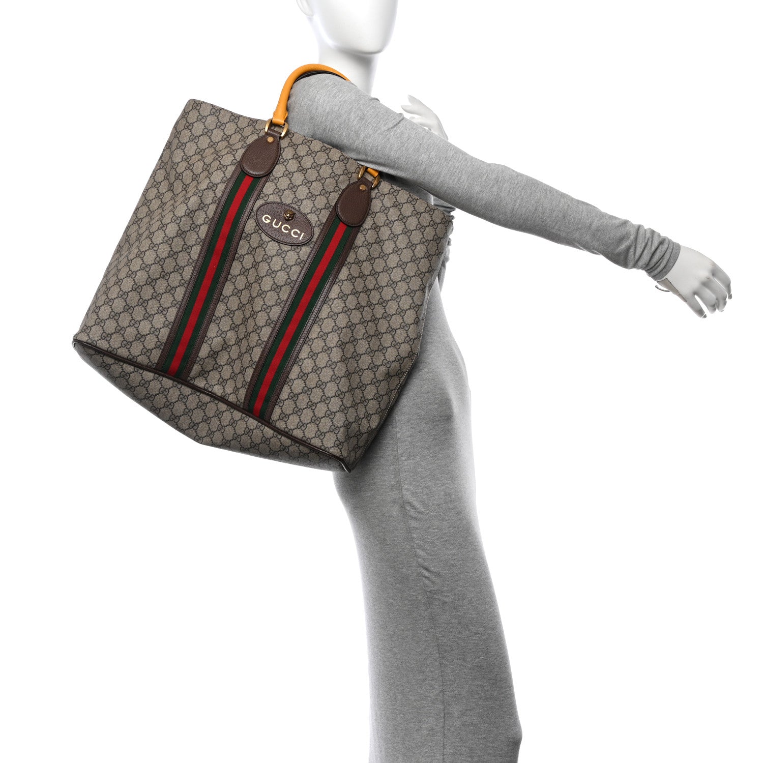 Gucci GG Supreme Monogram Web Neo Vintage Tote Beige New Acero Crop 2 of 11