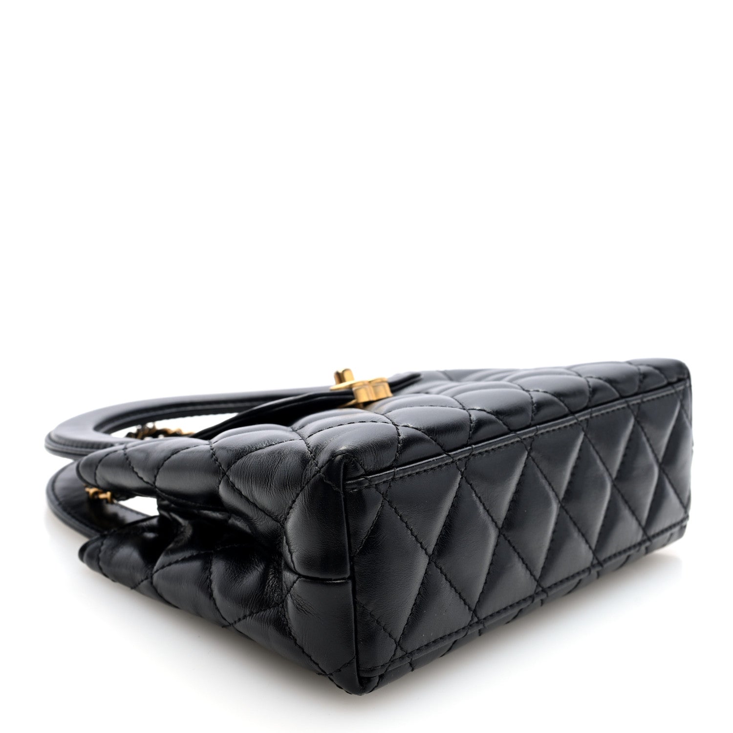 Chanel Shiny Aged Calfskin Quilted Nano Kelly Shopper Black 4 of 10
