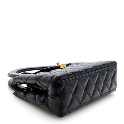 Chanel Shiny Aged Calfskin Quilted Nano Kelly Shopper Black 4 of 10
