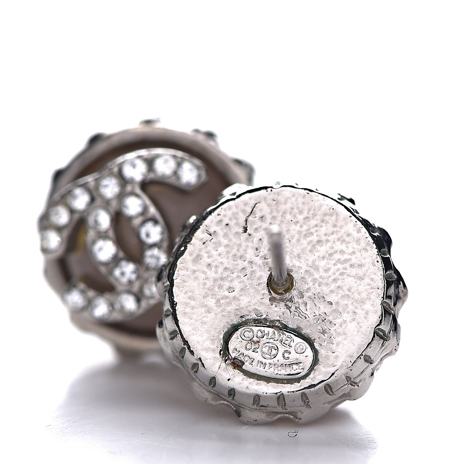 Chanel Resin CC Earrings Pink Silver 4 of 4