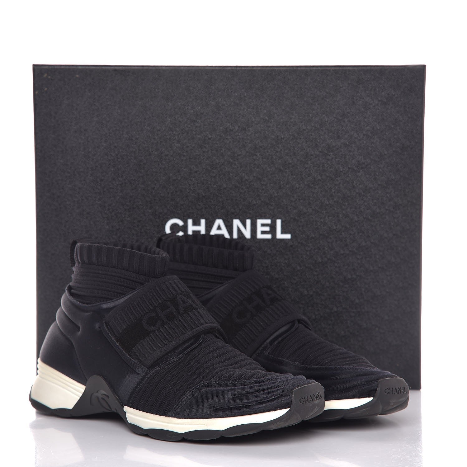 Chanel Stretch Fabric CC Sneakers 36 Black 8 of 8