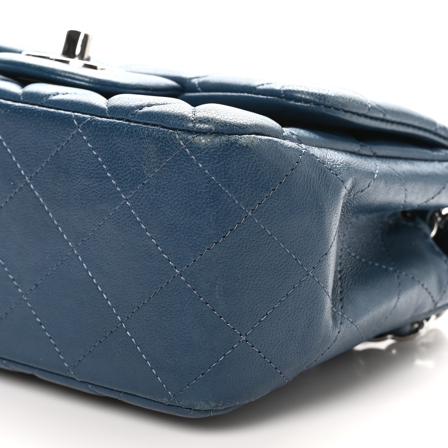 Lambskin Quilted Mini Square Flap Navy