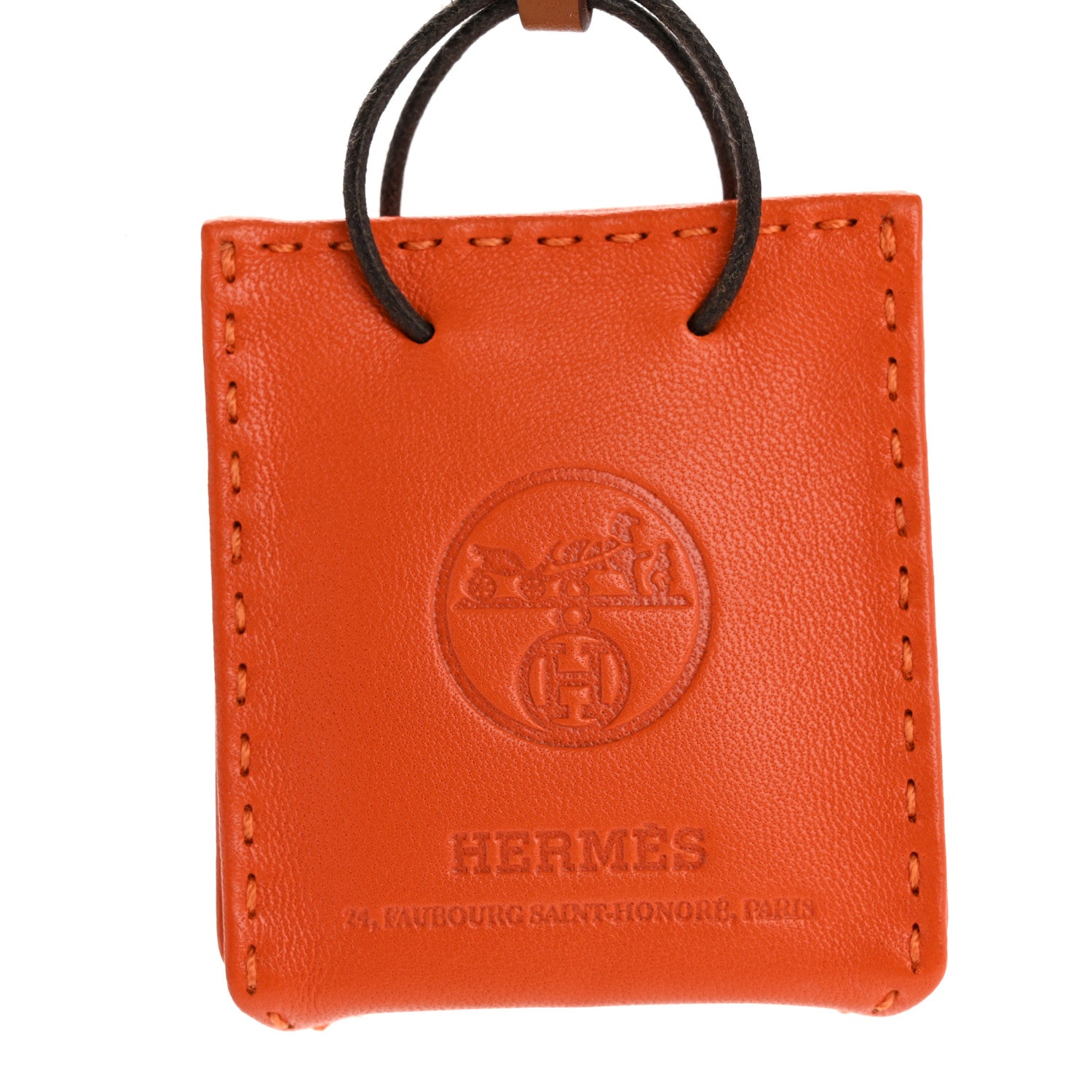 Hermes Milo Lambskin Swift Shopping Bag Charm Feu Gold 6 of 14