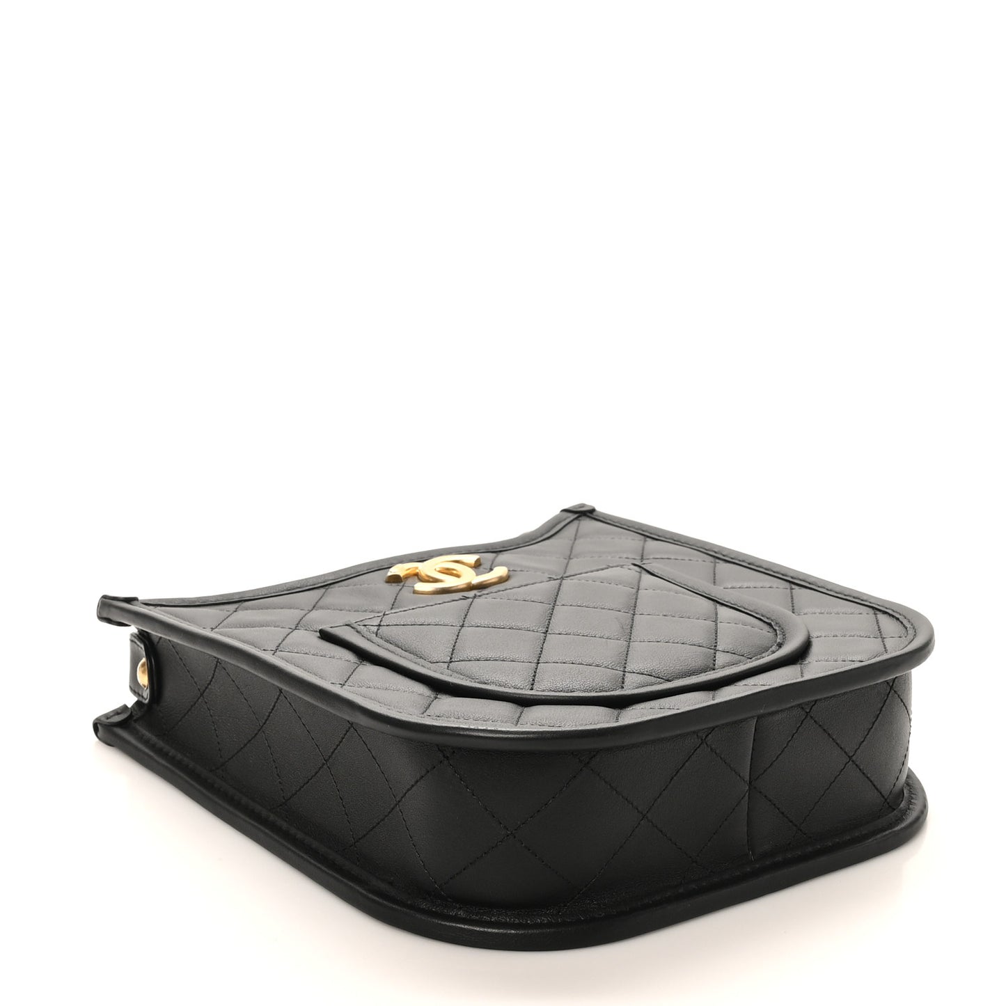 Calfskin Quilted CC Hobo Handbag Black