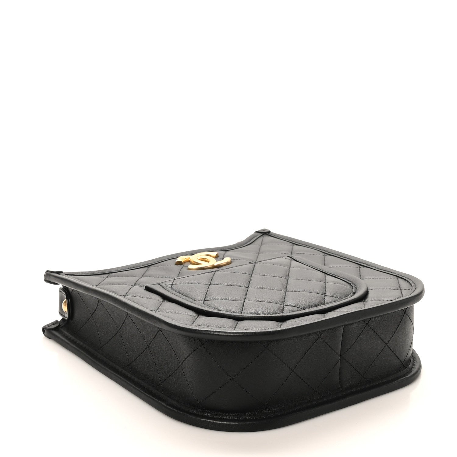 Chanel Calfskin Quilted CC Hobo Handbag Black 4 of 9