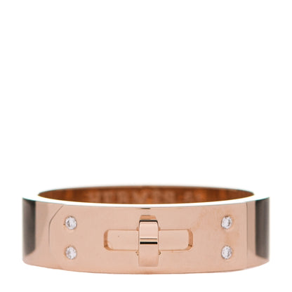 Hermes 18K Rose Gold Diamond PM Kelly Ring 51 5.75 1 of 5