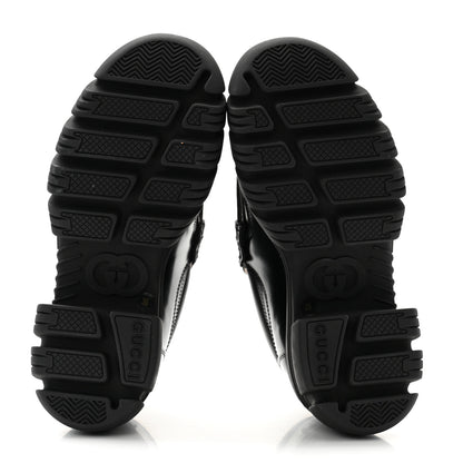 Gucci Magnum Calfskin Nappa Samoa Womens Horsebit Platform Chunky Lug Sole 40mm Loafers 35 Black 5 of 7