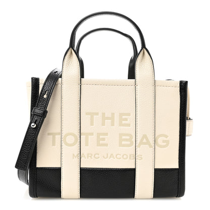 Marc Jacobs Grained Calfskin Small The Tote Bag Ivory Black 1 of 10