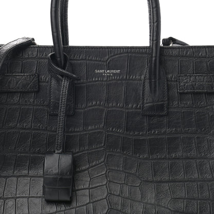 Saint Laurent Calfskin Crocodile Embossed Baby Sac De Jour Black 7 of 13