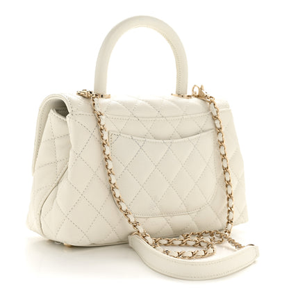 Chanel Caviar Quilted Mini Coco Handle Flap White 3 of 12