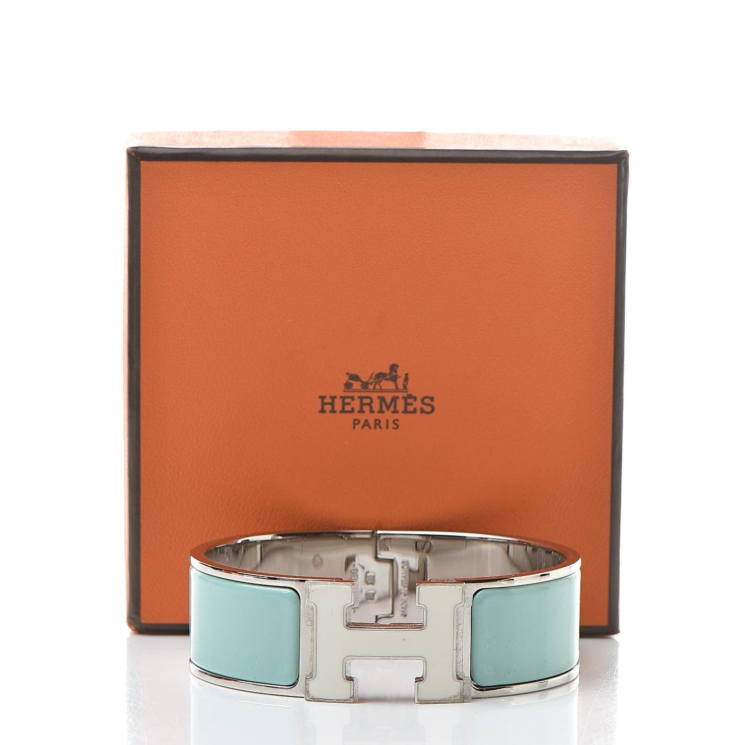 Hermes Enamel Wide Clic Clac H Bracelet GM Lagon White 6 of 6