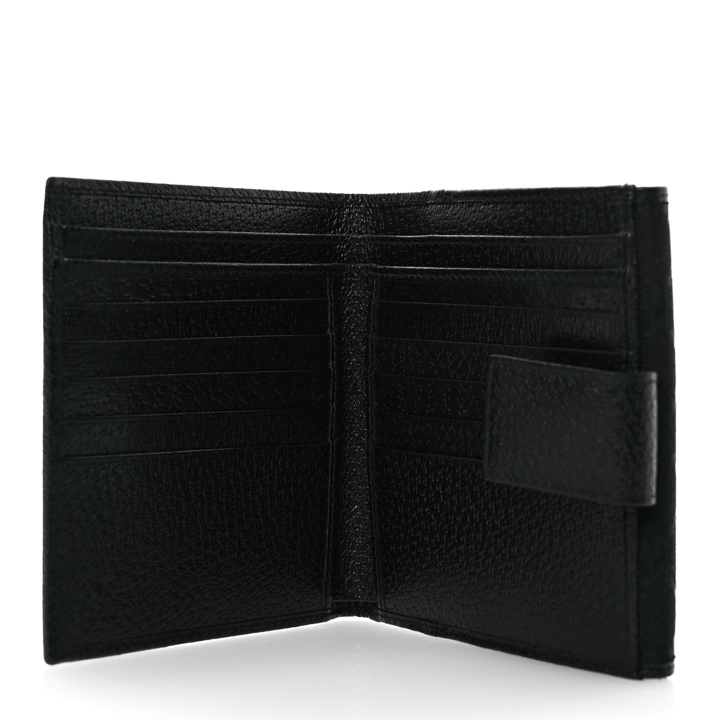 Monogram Textured Calfskin Metal Bar French Flap Wallet Black