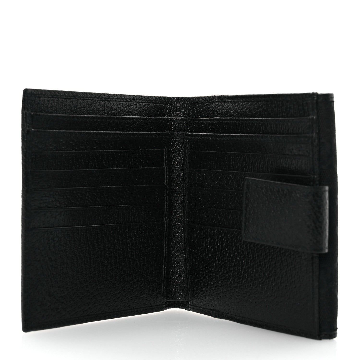 Gucci Monogram Textured Calfskin Metal Bar French Flap Wallet Black 5 of 11