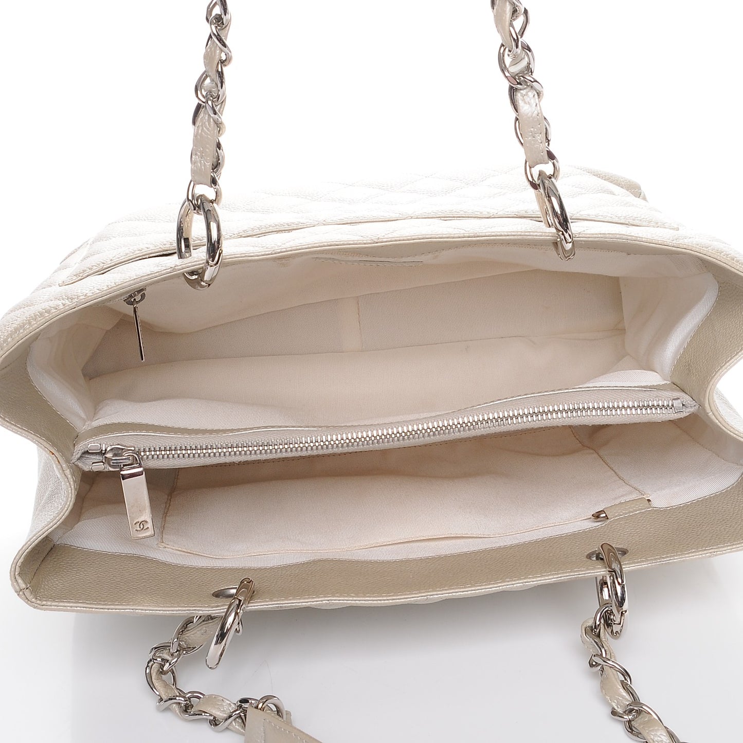 Caviar Quilted Grand Shopping Tote GST Pearl