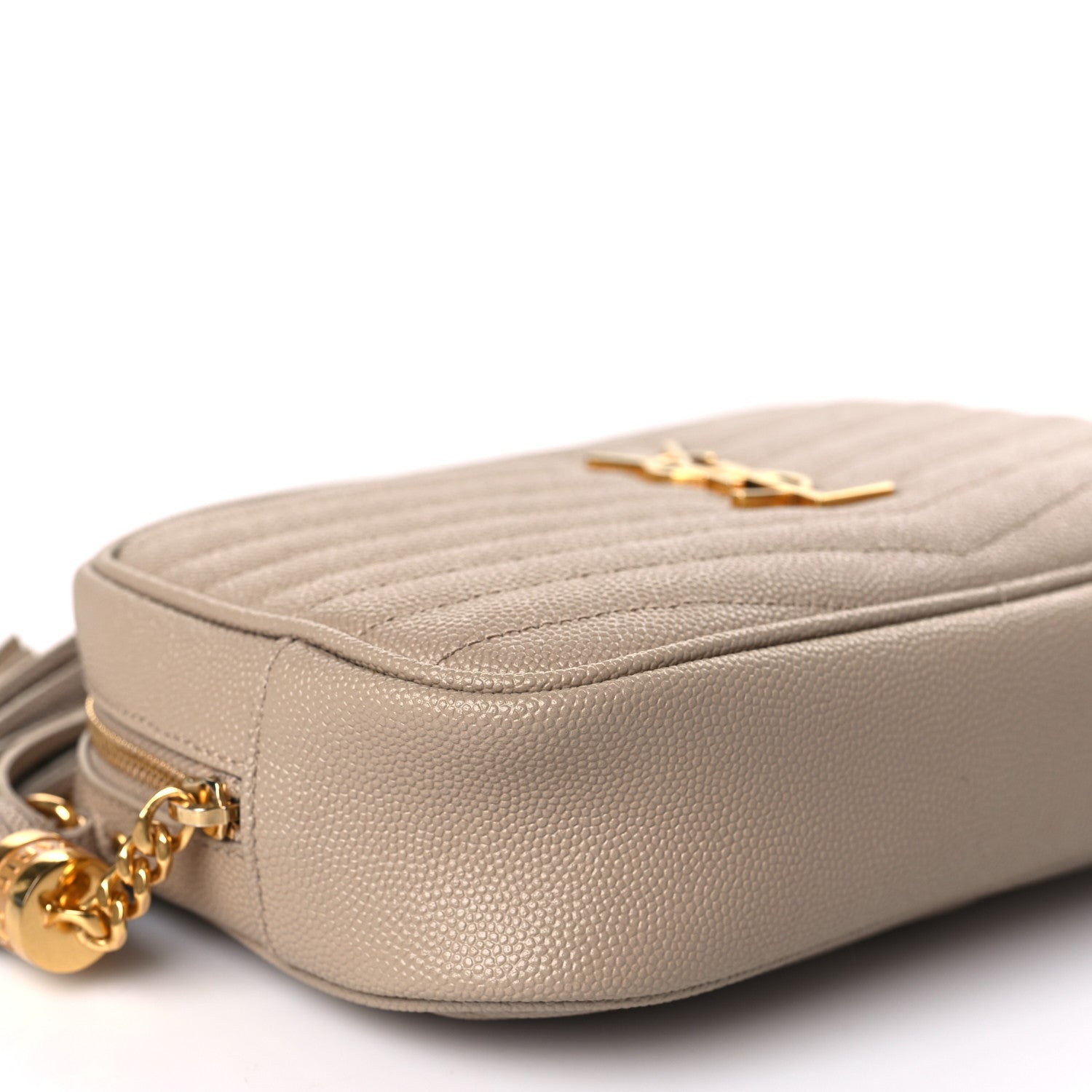 Saint Laurent Grain De Poudre Matelasse Monogram Mini Lou Camera Bag Dark Latte 8 of 9
