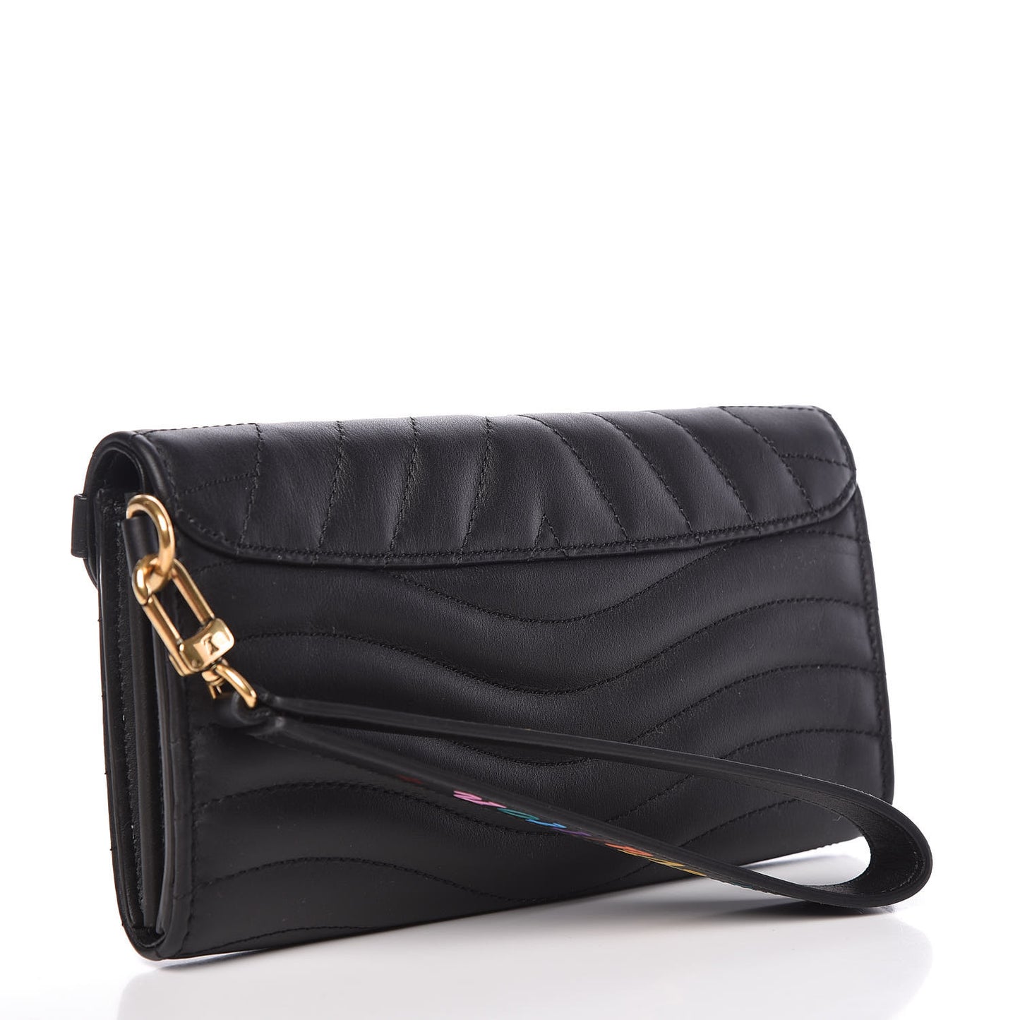 Calfskin New Wave Long Wallet Black