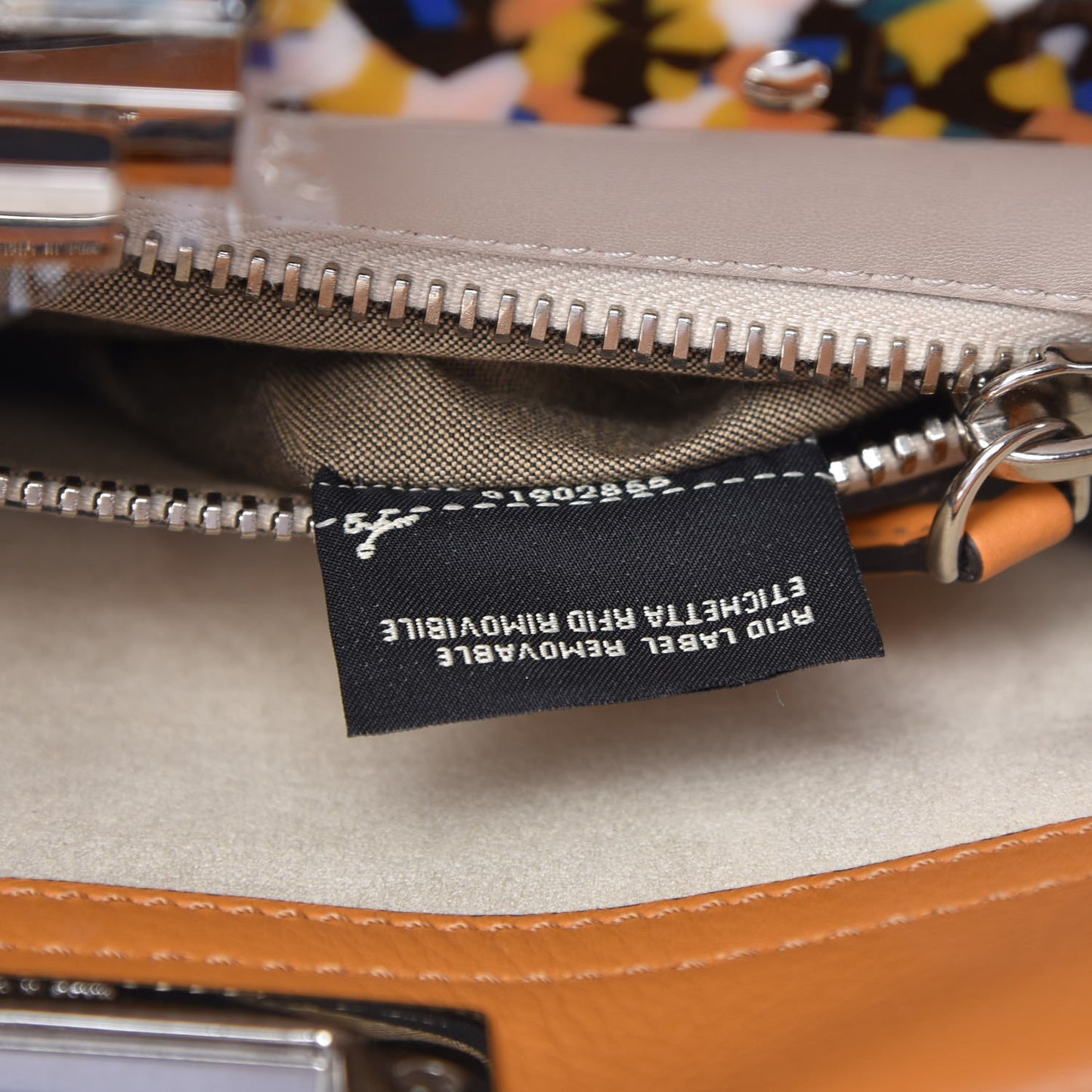 Vitello Seta Shiny Nappa Plexiglass Granite Medium Peekaboo Iconic Satchel Ginger Latte