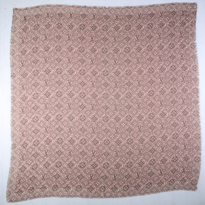 Louis Vuitton Silk Wool Monogram Dentelle Shawl Scarf Rose Poudre 3 of 6