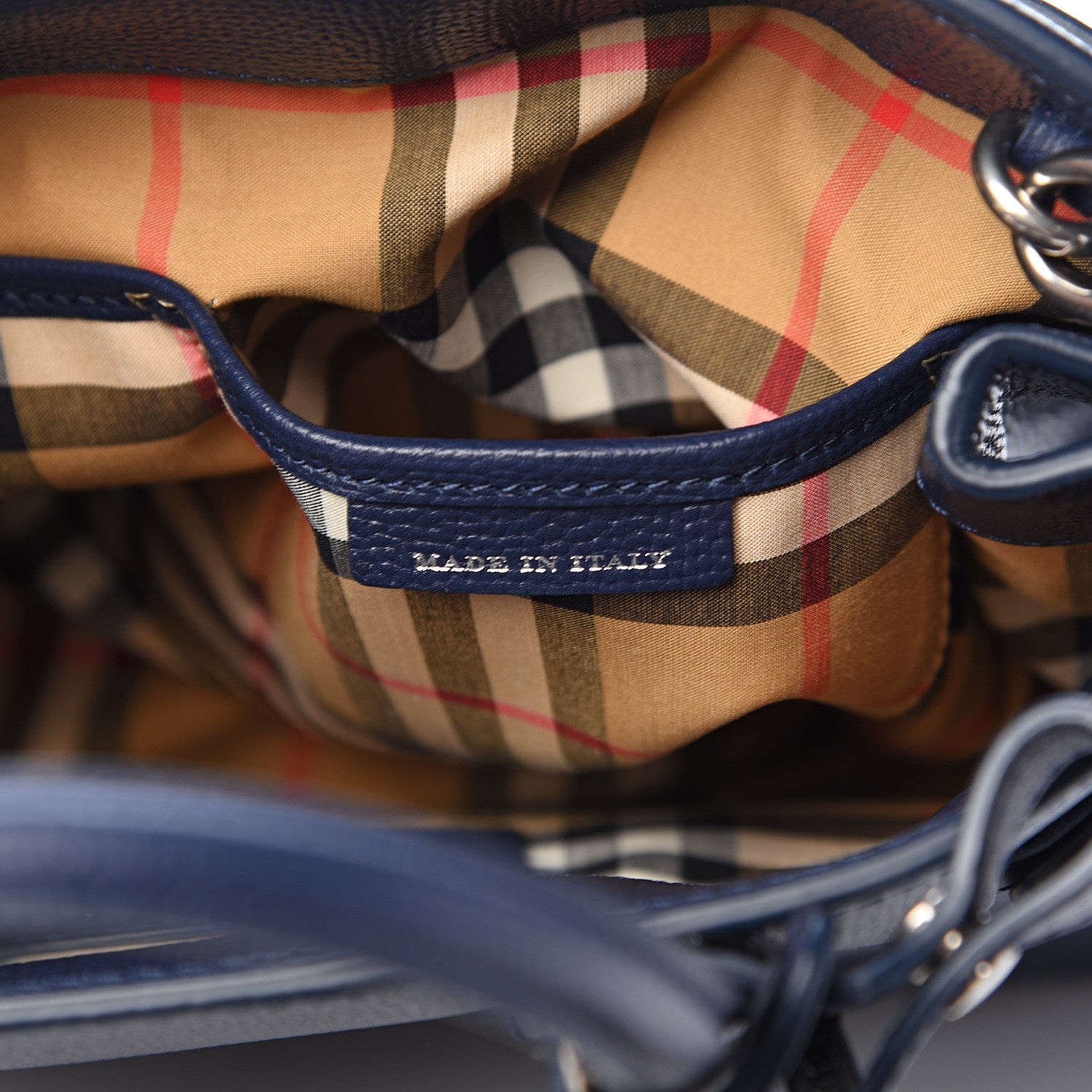 Burberry Grainy Calfskin House Check Small Banner Tote Regency Blue 6 of 10