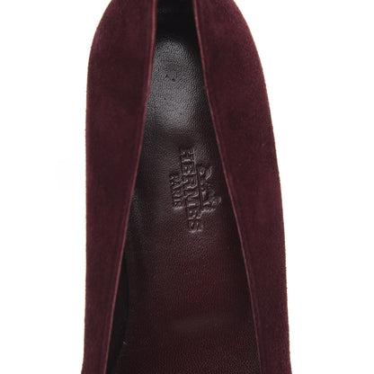Hermes Suede Goatskin Nice Ballerina Flats 36.5 Bordeaux Navy Slate 6 of 7