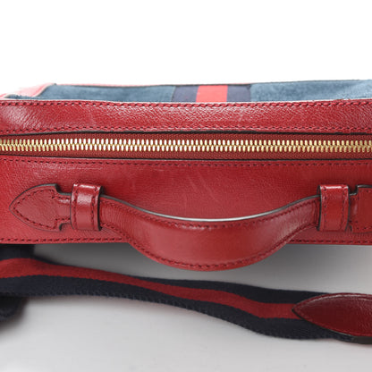 Gucci Suede Calfskin Web Small Ophidia Top Handle Shoulder Bag New Blue Romantic Cherry 12 of 16