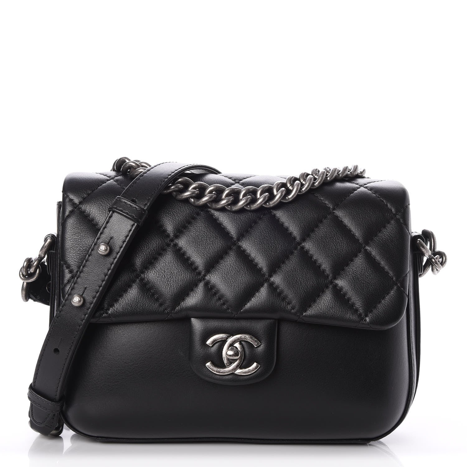 Chanel Calfskin Quilted Medium Rock My Shoulder Flap Black 1 of 7