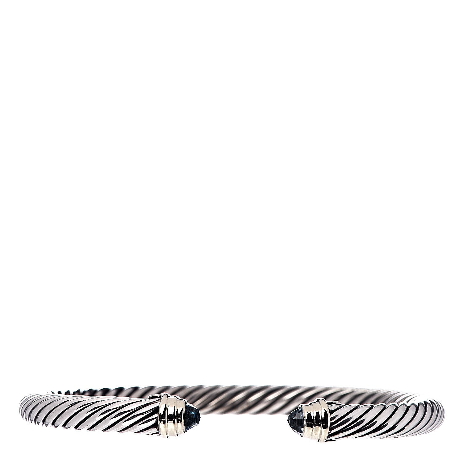 David Yurman Sterling Silver 14K Yellow Gold Blue Topaz 5mm Cable Classics Petite Color Bracelet 1 of 4