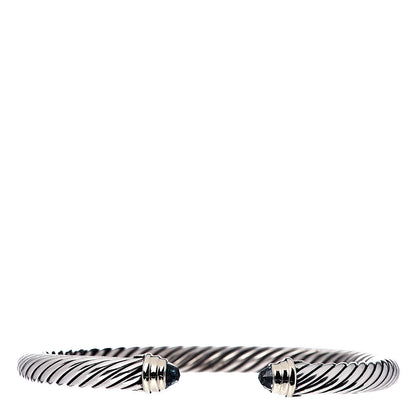 David Yurman Sterling Silver 14K Yellow Gold Blue Topaz 5mm Cable Classics Petite Color Bracelet 1 of 4