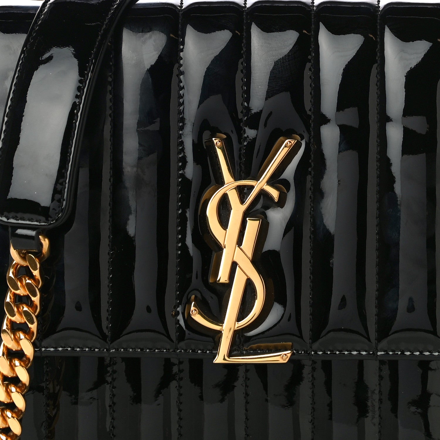 Saint Laurent Patent Matelasse Monogram Large Vicky Chain Bag Black 8 of 13