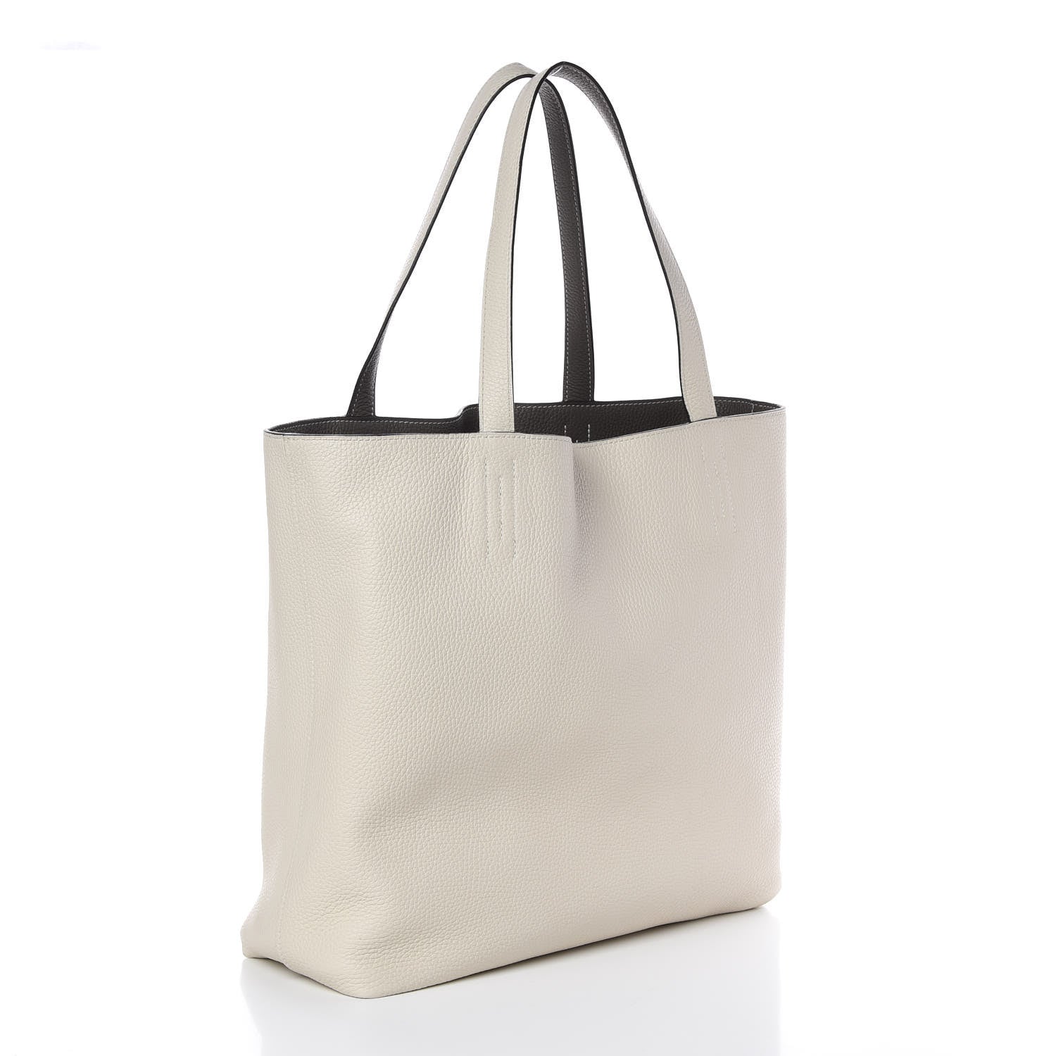 Hermes Taurillon Clemence Double Sens 36 Reversible Tote Etain Beton 5 of 17